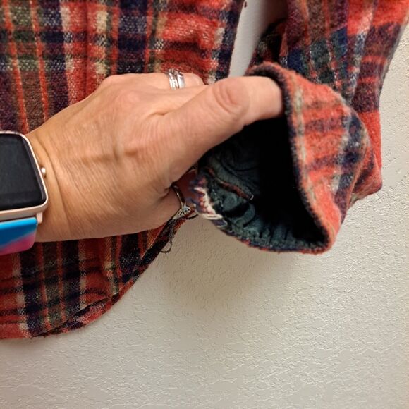 Mac Campbell Flannel Shirt Mens M Red Plaid Wool Blend Vintage XL 80s Hong Kong - Picture 6 of 11